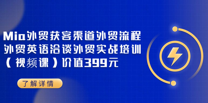 Mia外贸获客渠道外贸流程外贸英语洽谈外贸实战培训（视频课）价值399元